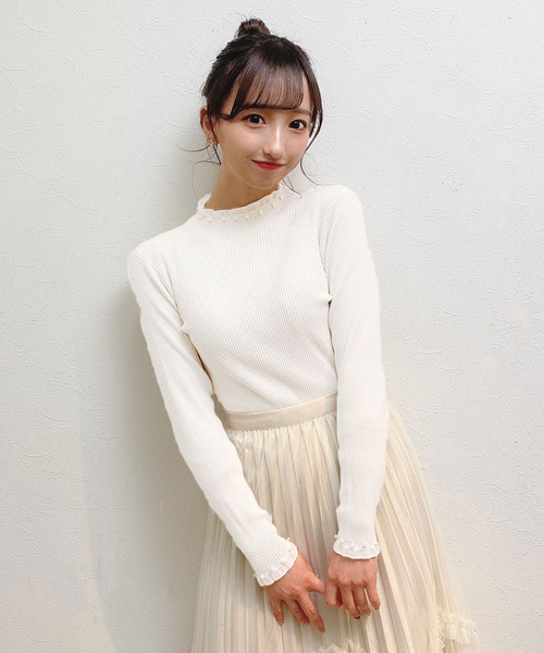 titty&Co. PETIT(ティティアンドコープティ)の「【titty&Co.PETIT】プチチュールリブニットトップス(ニット/セーター・レディース・ホワイト/ベージュ/ブラック・FREE)」の14枚目の写真