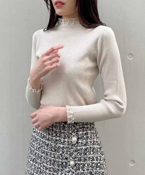 titty&Co. PETIT(ティティアンドコープティ)の「【titty&Co.PETIT】プチチュールリブニットトップス(ニット/セーター・レディース・ホワイト/ベージュ/ブラック・FREE)」の8枚目の写真