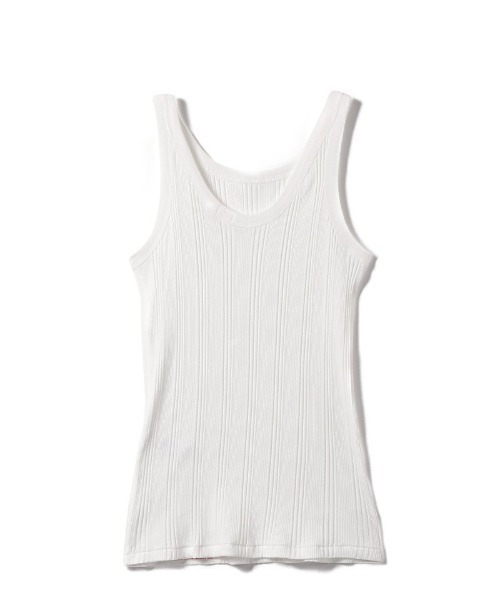 YOUNG&OLSEN The DRYGOODS STORE(ヤングアンドオルセン)の「YOUNG & OLSEN TDS RANDOM RIB BACKWARDS TANK(タンクトップ・レディース・ホワイト/ブラック/カーキ・1/2)」の1枚目の写真