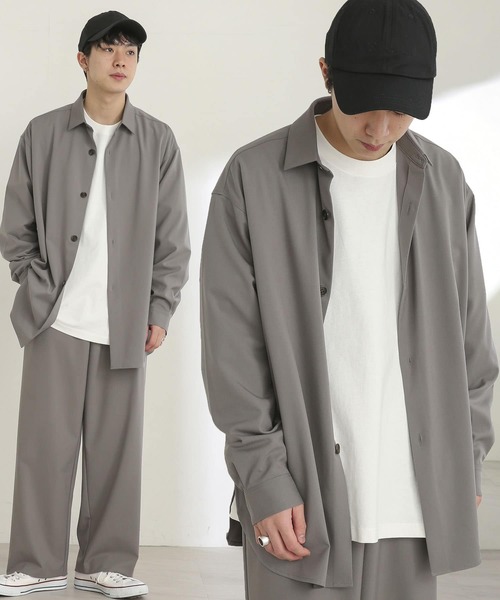 SENSE OF PLACE by URBAN RESEARCH（センスオブプレイスバイアーバンリサーチ）の「『セットアップ対応』カラールーズシャツ（その他アウター・メンズ・グレー/ホワイト/ライトベージュ・MEDIUM/LARGE）」の2枚目の写真