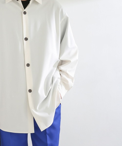 SENSE OF PLACE by URBAN RESEARCH（センスオブプレイスバイアーバンリサーチ）の「『セットアップ対応』カラールーズシャツ（その他アウター・メンズ・グレー/ホワイト/ライトベージュ・MEDIUM/LARGE）」の4枚目の写真