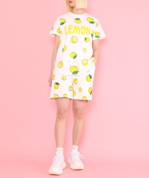 PUNYUS（プニュズ）の「フード総柄スウェットショーパン(NINJIN・LEMON・EDAMAME)（スウェットパンツ・レディース・イエロー/グリーン/オレンジ・1/2/4/3）」の7枚目の写真