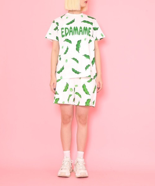 PUNYUS（プニュズ）の「フード総柄スウェットショーパン(NINJIN・LEMON・EDAMAME)（スウェットパンツ・レディース・イエロー/グリーン/オレンジ・1/2/4/3）」の8枚目の写真