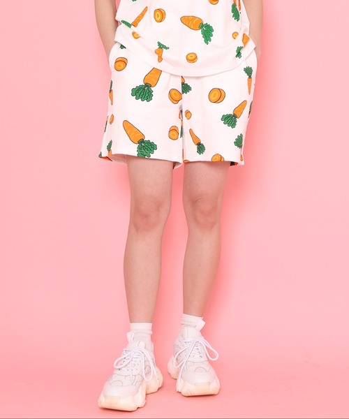 PUNYUS（プニュズ）の「フード総柄スウェットショーパン(NINJIN・LEMON・EDAMAME)（スウェットパンツ・レディース・イエロー/グリーン/オレンジ・1/2/4/3）」の14枚目の写真