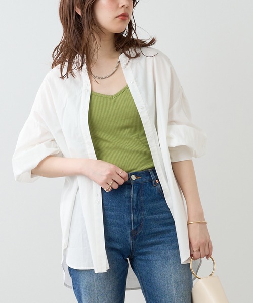 natural couture（ナチュラルクチュール）の「オールシーズン着用できる！カップ付きテレコリブキャミソール（キャミソール・レディース・ブラック/オフホワイト/ピンクベージュ/グリーン・FREE）」の8枚目の写真