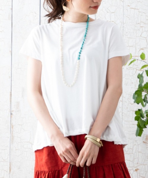 aunt lily(アントリリー)の「ツイストデザインTシャツ(Tシャツ/カットソー・レディース・ブルー/ホワイト/ライトベージュ・LL/S/L/M/3L)」の8枚目の写真