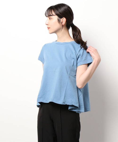 aunt lily(アントリリー)の「ツイストデザインTシャツ(Tシャツ/カットソー・レディース・ブルー/ホワイト/ライトベージュ・LL/S/L/M/3L)」の5枚目の写真