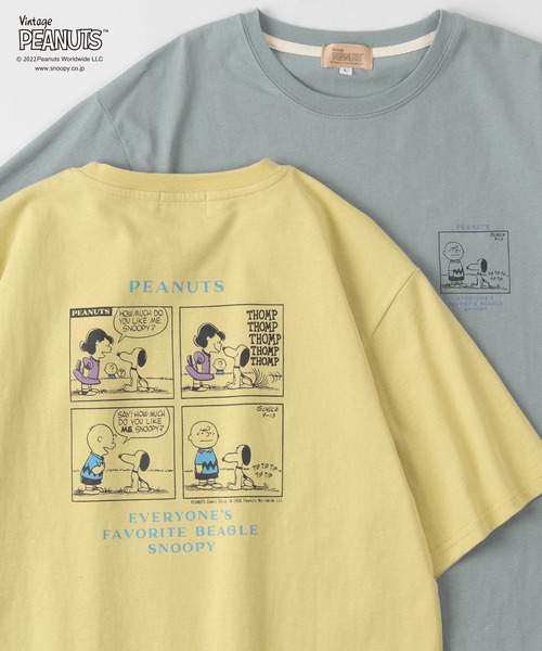 PEANUTS(ピーナッツ)の「【PEANUTS/ピーナッツ】スヌーピー バックプリント レトロプリント Tシャツ/半袖Tシャツ(Tシャツ/カットソー・レディース・チャコールグレー/ライトブルー/オフホワイト/ライトイエロー・M/L)」の2枚目の写真