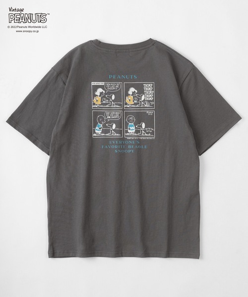 PEANUTS(ピーナッツ)の「【PEANUTS/ピーナッツ】スヌーピー バックプリント レトロプリント Tシャツ/半袖Tシャツ(Tシャツ/カットソー・レディース・チャコールグレー/ライトブルー/オフホワイト/ライトイエロー・M/L)」の6枚目の写真