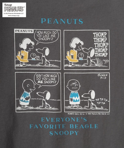 PEANUTS(ピーナッツ)の「【PEANUTS/ピーナッツ】スヌーピー バックプリント レトロプリント Tシャツ/半袖Tシャツ(Tシャツ/カットソー・レディース・チャコールグレー/ライトブルー/オフホワイト/ライトイエロー・M/L)」の9枚目の写真
