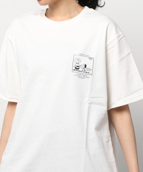 PEANUTS(ピーナッツ)の「【PEANUTS/ピーナッツ】スヌーピー バックプリント レトロプリント Tシャツ/半袖Tシャツ(Tシャツ/カットソー・レディース・チャコールグレー/ライトブルー/オフホワイト/ライトイエロー・M/L)」の14枚目の写真