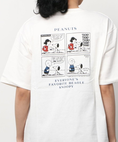 PEANUTS(ピーナッツ)の「【PEANUTS/ピーナッツ】スヌーピー バックプリント レトロプリント Tシャツ/半袖Tシャツ(Tシャツ/カットソー・レディース・チャコールグレー/ライトブルー/オフホワイト/ライトイエロー・M/L)」の15枚目の写真