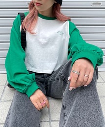WEGO/グラフィックラグランショートロンT