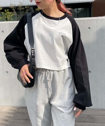 WEGO/グラフィックラグランショートロンT