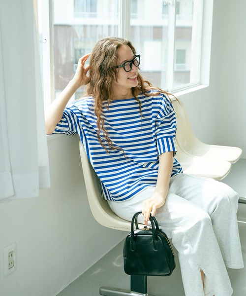 PUAL CE CIN（ピュアルセシン）の「切り替えボーダーT（Tシャツ/カットソー・レディース・ブラック/ライトグリーン/ブルー・FREE）」の11枚目の写真