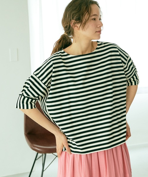 PUAL CE CIN（ピュアルセシン）の「切り替えボーダーT（Tシャツ/カットソー・レディース・ブラック/ライトグリーン/ブルー・FREE）」の13枚目の写真