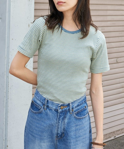 MILLER(ミラー)の「MILLER/CREW TEE(Tシャツ/カットソー・レディース・ブルー/パープル/ブラウン・FREE)」の5枚目の写真