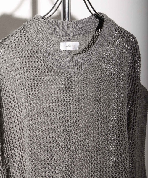NILWAY（ニルウェイ）の「ファインコットン透かし編みオーバーサイズニットベスト（ベスト・メンズ・ライトグレー/ブラック/グリーン/ブラック系・MEDIUM/LARGE）」の12枚目の写真
