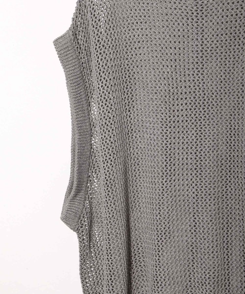 NILWAY（ニルウェイ）の「ファインコットン透かし編みオーバーサイズニットベスト（ベスト・メンズ・ライトグレー/ブラック/グリーン/ブラック系・MEDIUM/LARGE）」の7枚目の写真