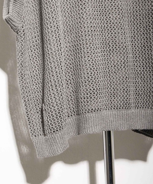 NILWAY（ニルウェイ）の「ファインコットン透かし編みオーバーサイズニットベスト（ベスト・メンズ・ライトグレー/ブラック/グリーン/ブラック系・MEDIUM/LARGE）」の21枚目の写真