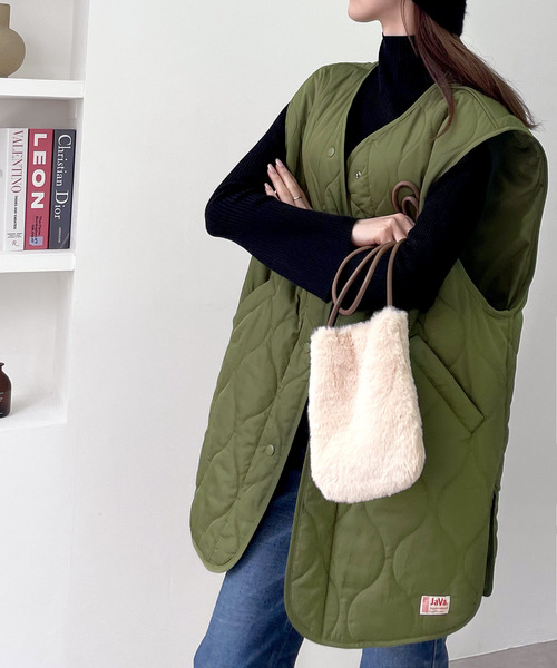 Java（ジャバ）の「《JaVaジャバ コラボ》コーデを1ランクUP。中綿キルティングミリタリーベスト（ダウンベスト・レディース・ブラック/カーキ/アイボリー・SMALL/MEDIUM/LARGE/X-LARGE）」の20枚目の写真