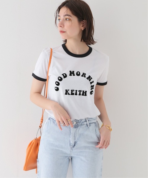 JOINT WORKS（ジョイントワークス）の「【GOOD MORNING KEITH/グッドモーニングキース】RINGER TEE（Tシャツ/カットソー・レディース・ホワイト/ブラック・X-SMALL）」の2枚目の写真