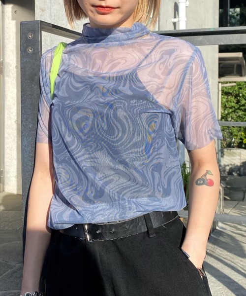 WHO'S WHO gallery（フーズフーギャラリー）の「アソート柄パワーネットTEE（その他トップス・レディース・サックスブルー/パープル/グレー/オフホワイト・FREE）」の12枚目の写真