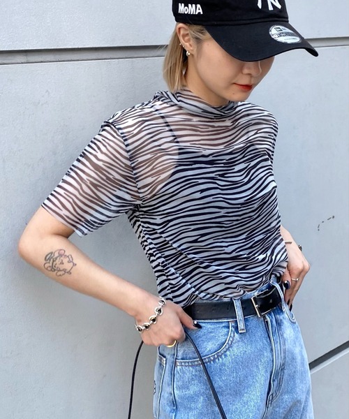 WHO'S WHO gallery（フーズフーギャラリー）の「アソート柄パワーネットTEE（その他トップス・レディース・サックスブルー/パープル/グレー/オフホワイト・FREE）」の7枚目の写真