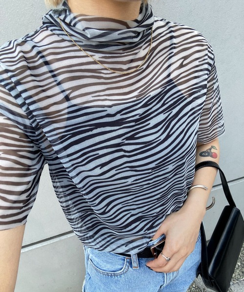 WHO'S WHO gallery（フーズフーギャラリー）の「アソート柄パワーネットTEE（その他トップス・レディース・サックスブルー/パープル/グレー/オフホワイト・FREE）」の9枚目の写真