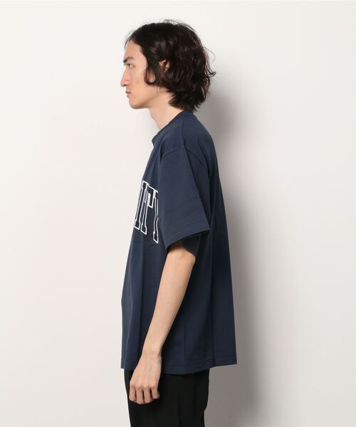 【美品】フレームワーク ロゴTシャツ ネイビー ゆったり 半袖 カレッジ風 カレッジロゴ Tシャツ ビッグシルエット UNIVERSITY 半袖 メンズ