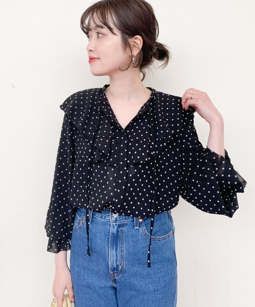 ブラウス シャツ ドットラッフルブラウス レディース ITEMS URBANRESEARCH（アイテムズ アーバンリサーチ）の「ドット