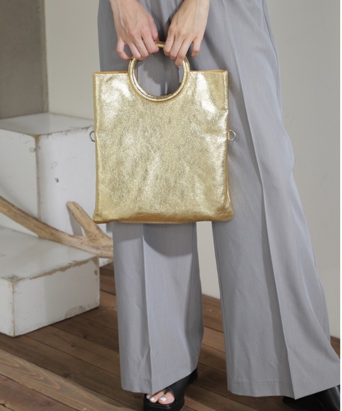 ROSE BUD（ローズバッド）の「サークルハンドルショルダーバッグ（ショルダーバッグ・レディース・ブラック/シルバー/ゴールド・FREE）」の3枚目の写真