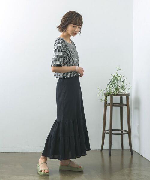 RETRO GIRL（レトロガール）の「楊柳ティアードSK（スカート・レディース・ブラック/ブルー/オフホワイト/ピンク・FREE）」の11枚目の写真