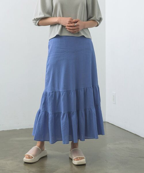 RETRO GIRL（レトロガール）の「楊柳ティアードSK（スカート・レディース・ブラック/ブルー/オフホワイト/ピンク・FREE）」の9枚目の写真