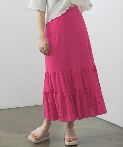 RETRO GIRL（レトロガール）の「楊柳ティアードSK（スカート・レディース・ブラック/ブルー/オフホワイト/ピンク・FREE）」の2枚目の写真