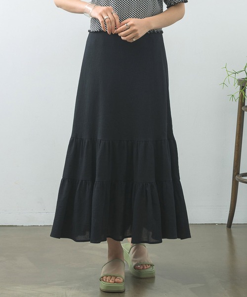 RETRO GIRL（レトロガール）の「楊柳ティアードSK（スカート・レディース・ブラック/ブルー/オフホワイト/ピンク・FREE）」の4枚目の写真