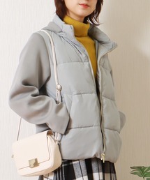 ファイバーダウン×ダンボールカットソー異素材切替ブルゾン