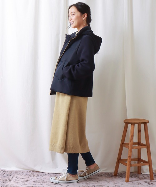 libelle more（リベル モア）の「ファイバーダウン×ダンボールカットソー異素材切替ブルゾン（ブルゾン・レディース・モカ/ネイビー/ベージュ/ライトカーキ/ブラック/グレー・M/L）」の19枚目の写真