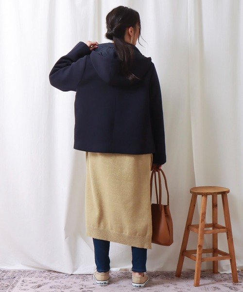 libelle more（リベル モア）の「ファイバーダウン×ダンボールカットソー異素材切替ブルゾン（ブルゾン・レディース・モカ/ネイビー/ベージュ/ライトカーキ/ブラック/グレー・M/L）」の20枚目の写真