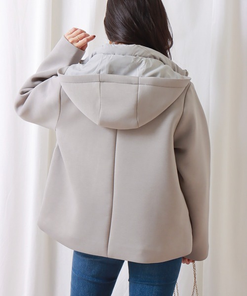 libelle more（リベル モア）の「ファイバーダウン×ダンボールカットソー異素材切替ブルゾン（ブルゾン・レディース・モカ/ネイビー/ベージュ/ライトカーキ/ブラック/グレー・M/L）」の14枚目の写真