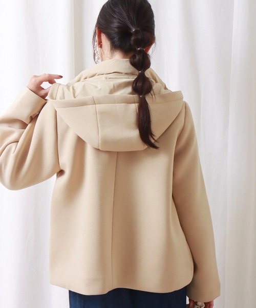 libelle more（リベル モア）の「ファイバーダウン×ダンボールカットソー異素材切替ブルゾン（ブルゾン・レディース・モカ/ネイビー/ベージュ/ライトカーキ/ブラック/グレー・M/L）」の7枚目の写真