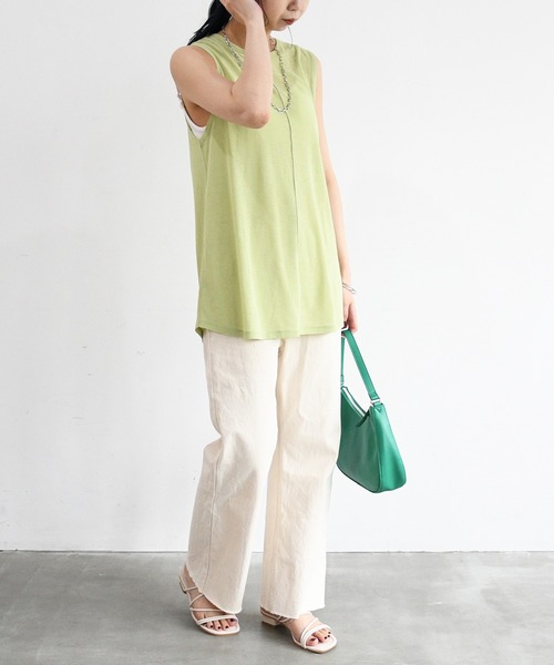 sango（sango）の「センターメロウシアータンクトップ（タンクトップ・レディース・オフホワイト/グリーン/ブラック・FREE）」の4枚目の写真