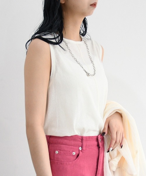 sango（sango）の「センターメロウシアータンクトップ（タンクトップ・レディース・オフホワイト/グリーン/ブラック・FREE）」の9枚目の写真