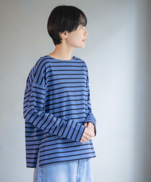 LEPSIM（レプシィム）の「【選べる丈シリーズ】ボーダープルオーバー　295641（Tシャツ/カットソー・レディース・ブラック/ブルー/オフホワイト/ボルドー/グリーン・FREE/TALL）」の5枚目の写真