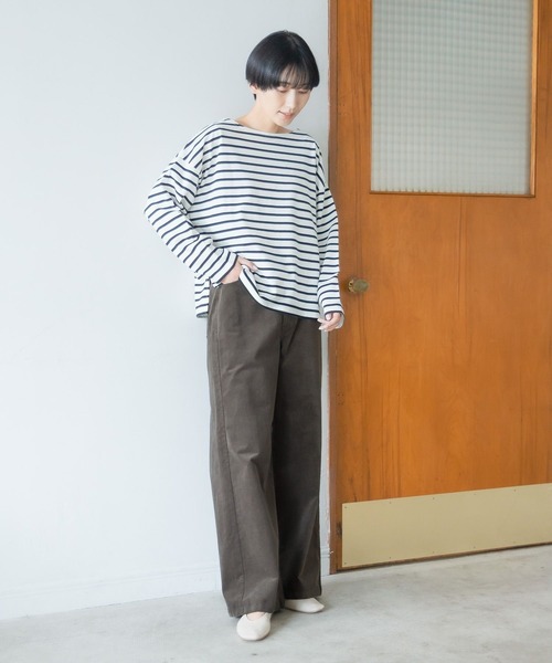 LEPSIM（レプシィム）の「【選べる丈シリーズ】ボーダープルオーバー　295641（Tシャツ/カットソー・レディース・ブラック/ブルー/オフホワイト/ボルドー/グリーン・FREE/TALL）」の12枚目の写真