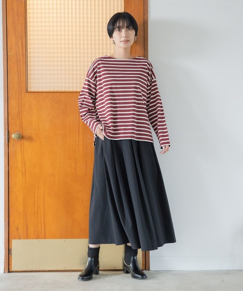 LEPSIM（レプシィム）の「【選べる丈シリーズ】ボーダープルオーバー　295641（Tシャツ/カットソー・レディース・ブラック/ブルー/オフホワイト/ボルドー/グリーン・FREE/TALL）」の18枚目の写真