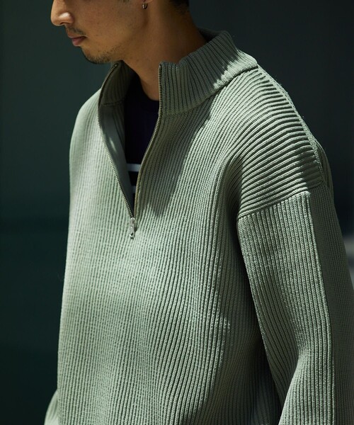 HOOD×FREAK’S STORE モリハルナ　ハーフジップ　ニット GW大幅値下げ】hoodモリハルナ ハーフジップニット - メルカリ