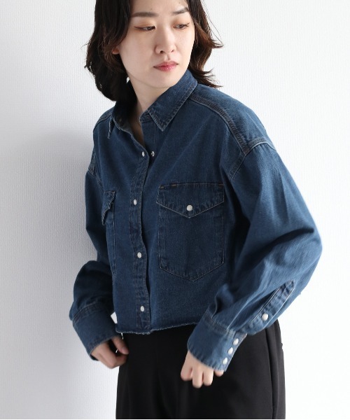 cepo（セポ）の「ショートデニムシャツ　セットアップ可能（シャツ/ブラウス・レディース・ネイビー/ブルー系2・M）」の11枚目の写真