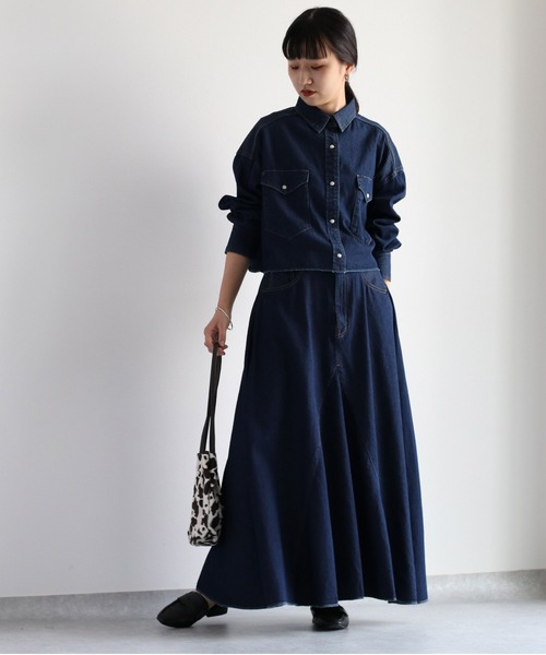 cepo（セポ）の「ショートデニムシャツ　セットアップ可能（シャツ/ブラウス・レディース・ネイビー/ブルー系2・M）」の19枚目の写真