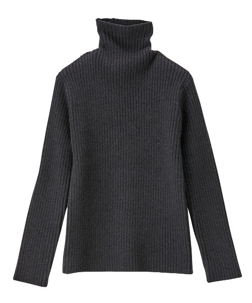 ハイネックもちもちリブニット